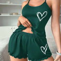 Lovedheart Print Camisole And Shorts Pajama Set