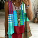 Printed Geometric Casual Sleeveless Crew-Neck Womens T-Shirt