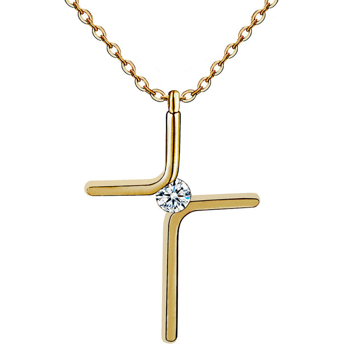Titanium Steel Cross Pendant Clavicle Necklace