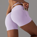 Women's High Waist Yoga Shorts with Phone Pocket | Moisture-Wicking Fitness Pants