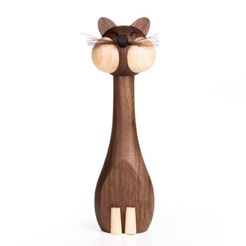 Nordic Home Decoration | Wooden Cat & Mouse Figurine Set — Minimalist Desk Decor