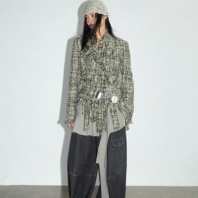Artists Deconstructed Fringed Raw-edged Chanel-style Jacket