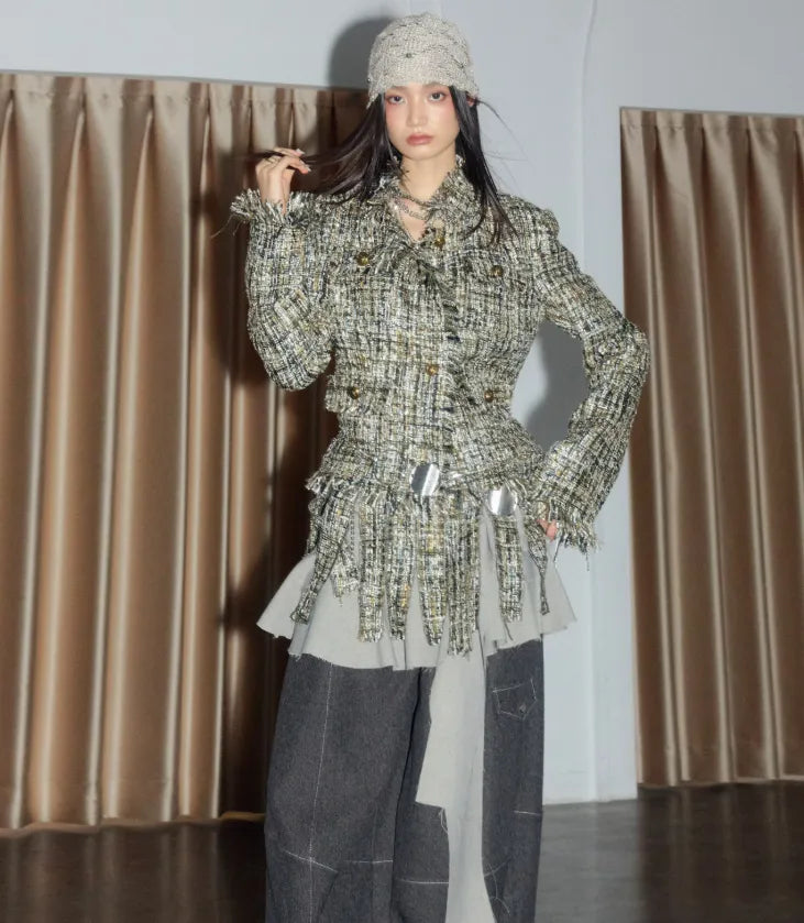 Artists Deconstructed Fringed Raw-edged Chanel-style Jacket