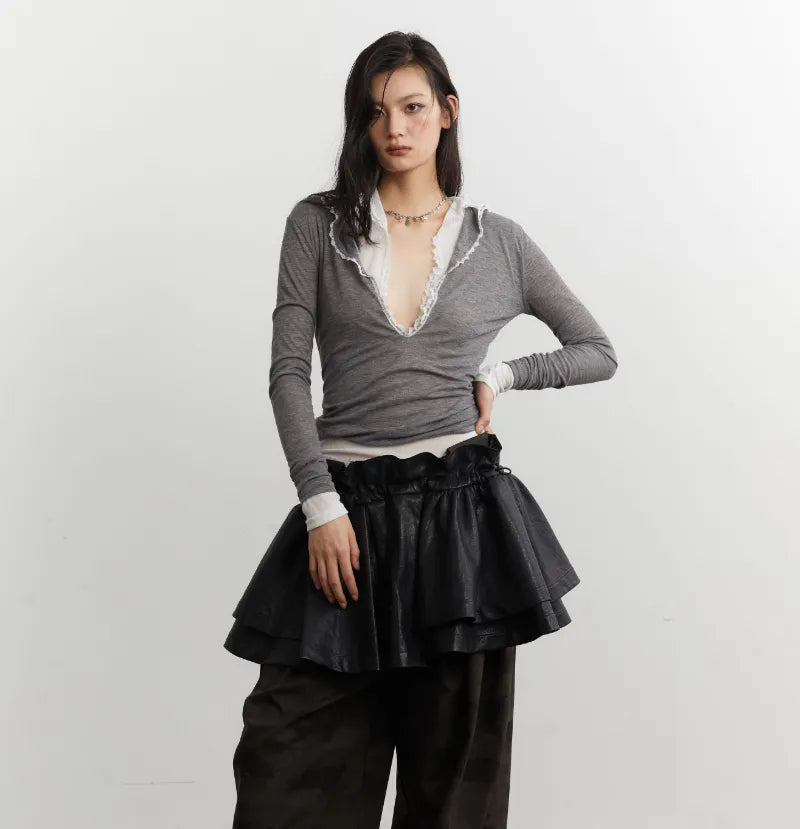 Lace-trimmed Relaxed-fit Thin Base Layer