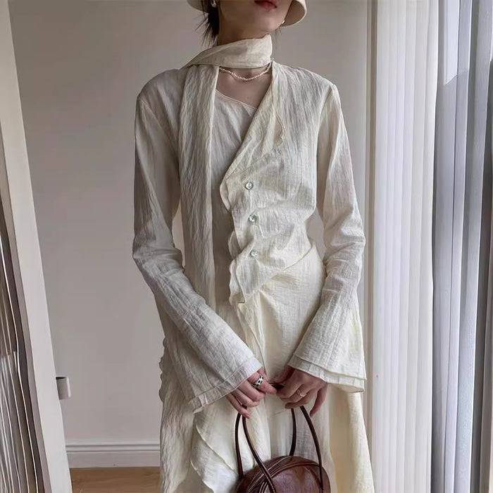 Retro V-Neck Bell Sleeve Top