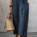 Fashionable V-neck Striped Loose-fit Dress