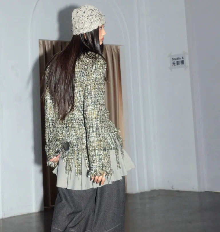 Artists Deconstructed Fringed Raw-edged Chanel-style Jacket