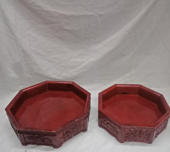Tibetan Wooden Octagonal Fruit & Candy Plate | Buddhist Supply Plate — 2 Sizes