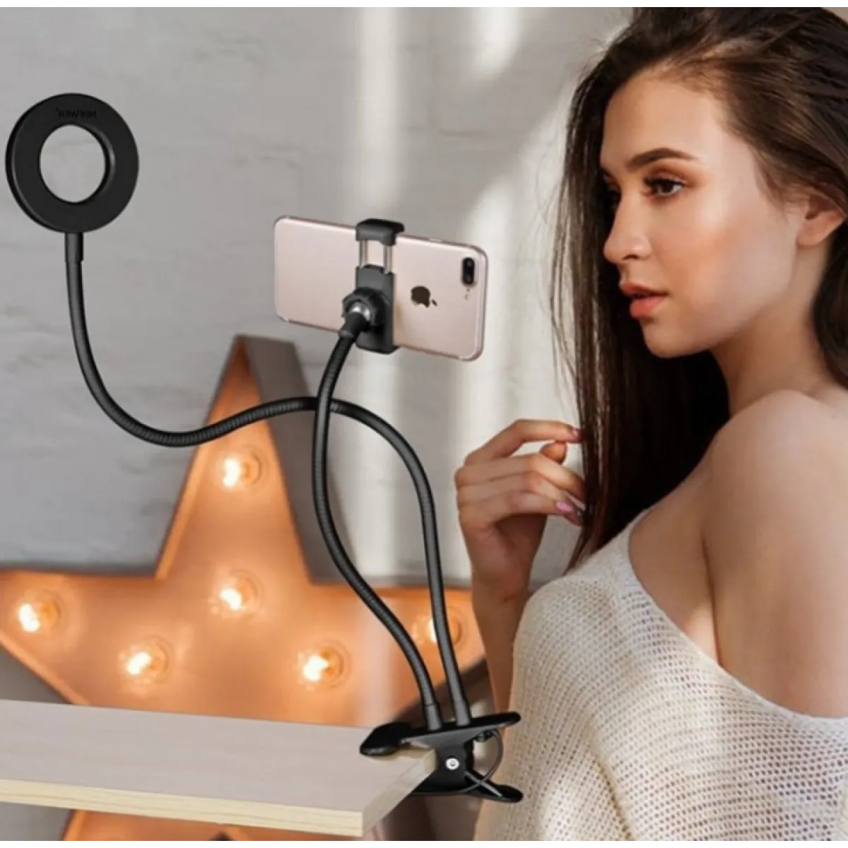 LED Selfie Ring Light for Live Adjustable Makeup Light-8cm Stand