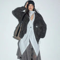 PU Leather Utility Jacket With Pockets Drawstring And A Lambswool Lining