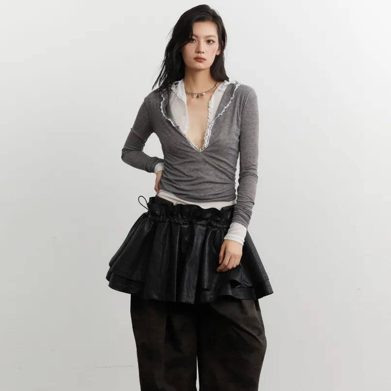Lace-trimmed Relaxed-fit Thin Base Layer