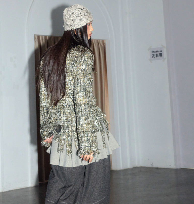 Artists Deconstructed Fringed Raw-edged Chanel-style Jacket