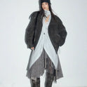 PU Leather Utility Jacket With Pockets Drawstring And A Lambswool Lining