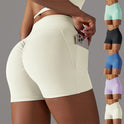 Women's High Waist Yoga Shorts with Phone Pocket | Moisture-Wicking Fitness Pants