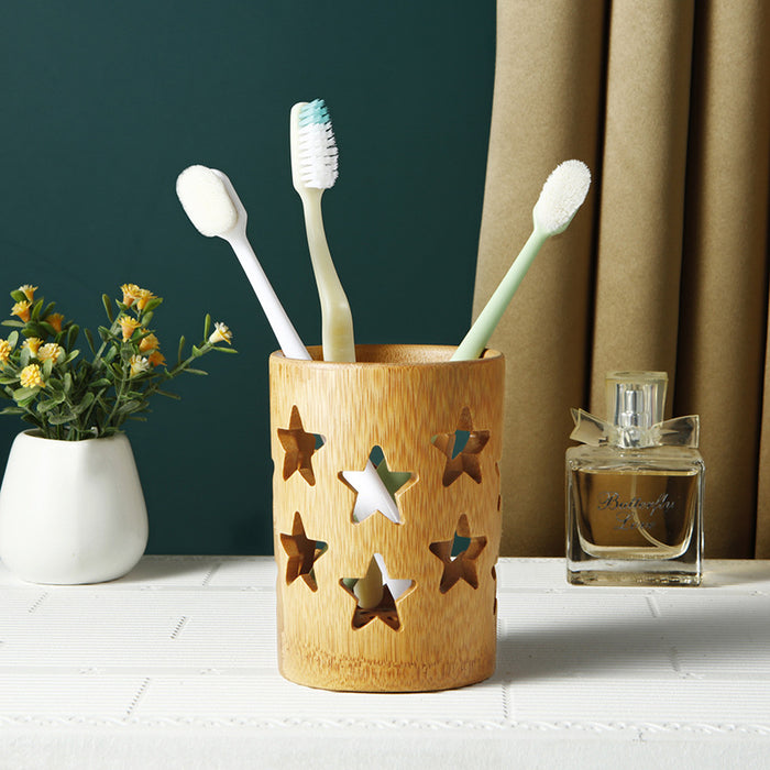 Chinese Style Bamboo Toothbrush Cup | Travel & Home Wash Cup — 3 Shapes