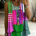 Printed Geometric Casual Sleeveless Crew-Neck Womens T-Shirt
