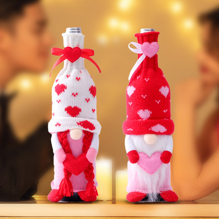 Faceless Baby Couple Wine Bottle Cover Set
