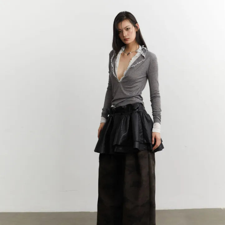 Lace-trimmed Relaxed-fit Thin Base Layer