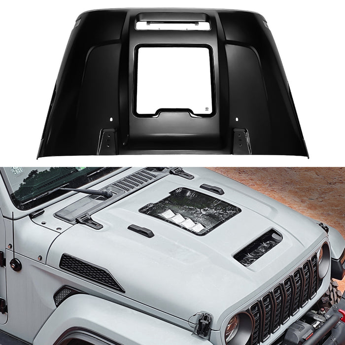 Space-Capsule Style Hood Heat Dispersion Hood Compatible With 2018-2026  Wrangler JL JLU & 2020-2026 Gladiator JT Replacement Hood Not For Mojave&392 Model