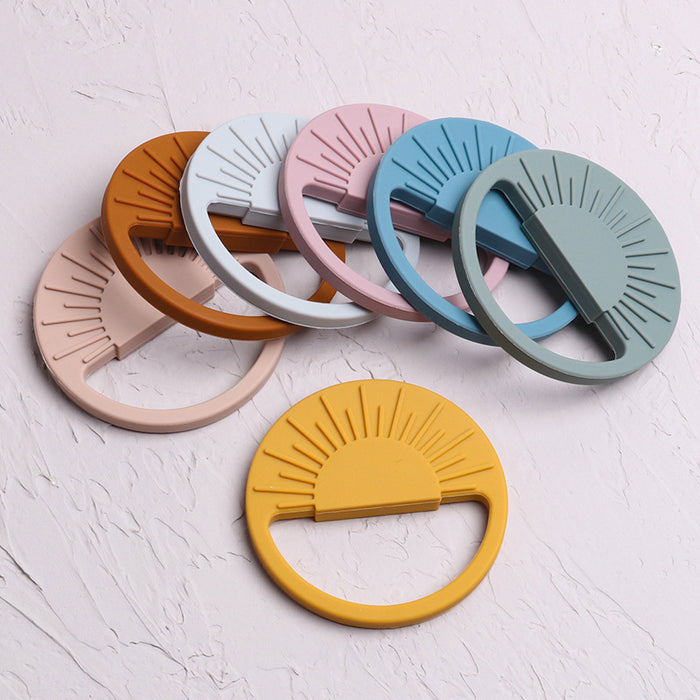 Silicone Sun Teether Ring Embossed Sunrise 8 Colours 88mm