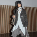 PU Leather Utility Jacket With Pockets Drawstring And A Lambswool Lining