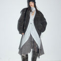 PU Leather Utility Jacket With Pockets Drawstring And A Lambswool Lining