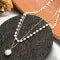 Fashion Jewelry Women's Pearl Tassel Pendant Double-layer Necklace Gold Pearl Necklace For Women