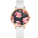 Leather Strap Rose Gold Women Watch