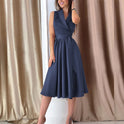 Casual Sleeveless Belt Midi Dress