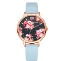 Leather Strap Rose Gold Women Watch