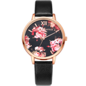 Leather Strap Rose Gold Women Watch