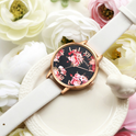 Leather Strap Rose Gold Women Watch