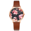 Leather Strap Rose Gold Women Watch