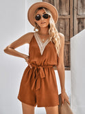 Lace V-neck Sleeveless Jumpsuit Tops