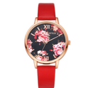 Leather Strap Rose Gold Women Watch